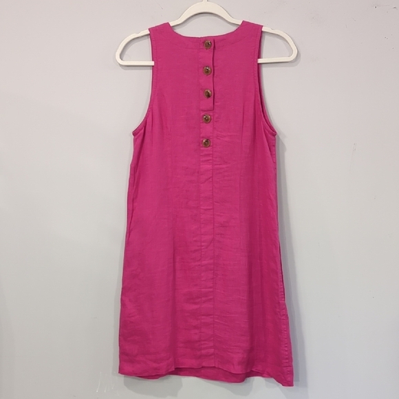 J Crew 100% Linen Dress Sleeveless Pink Lined Button Back size XS - Picture 6 of 12